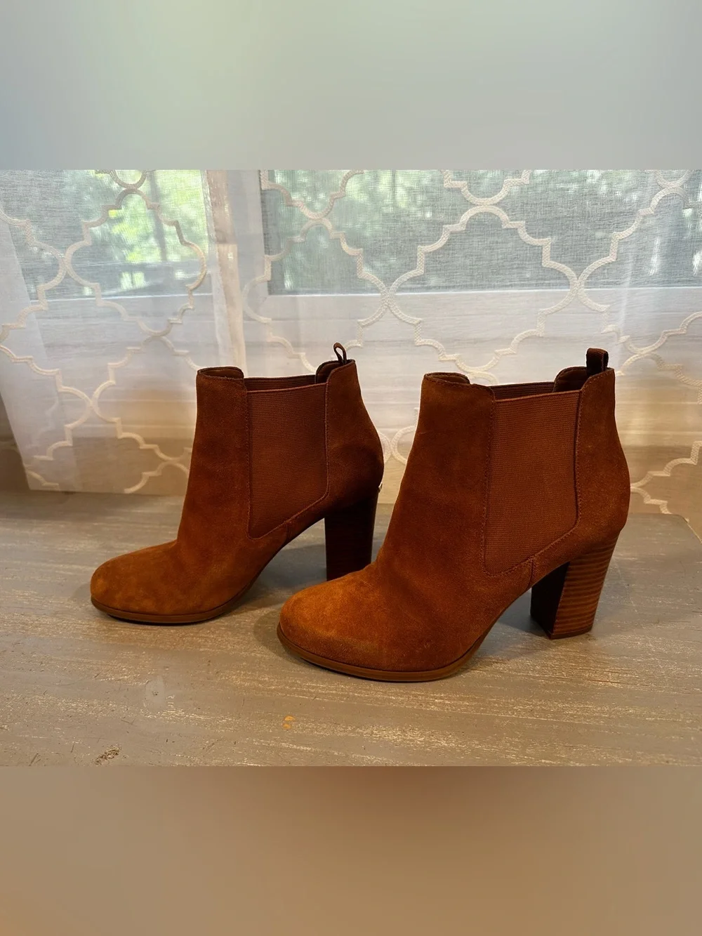 ✨ Michael Kors Lottie Suede Chelsea Booties Chestnut Brown Size 8